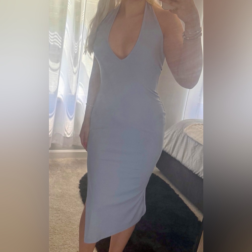 SHEIN Blue Halter Midi Dress – Summer Bodycon Small